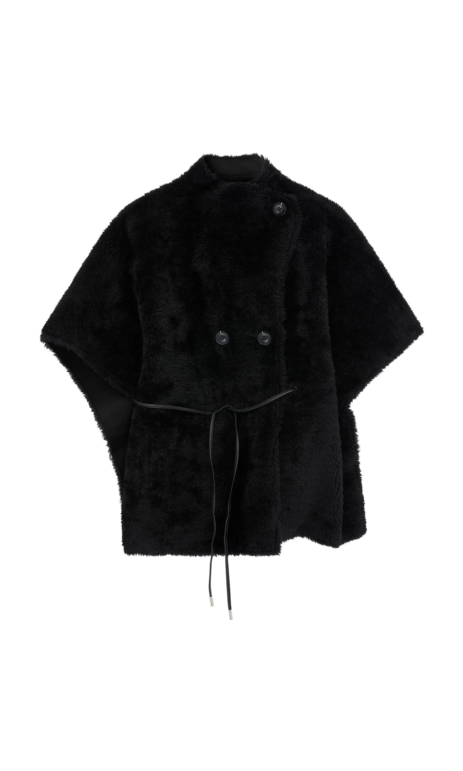 Shearling Cape - Black - Image 6