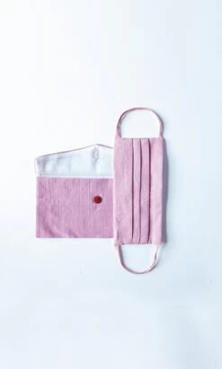Pleated Face Mask & Pouch - Rose